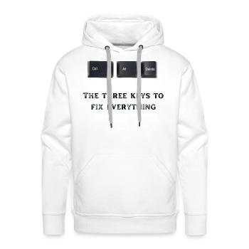 CTR + DEL + ALT: RESTART for Enthusiasts and Geeks - Men's Premium Hoodie - white - Front - Liam (192cm)