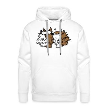 2 horses Team Pony Foal Couple Comic Friends Love - Men's Premium Hoodie - white - Front - Liam (192cm)