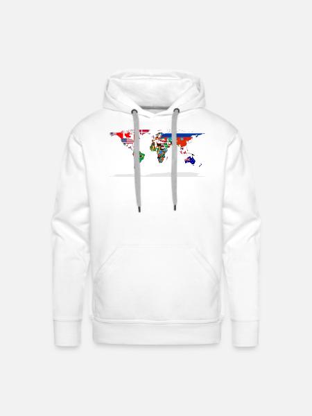 Flag Map Of The World - Men's Premium Hoodie - white