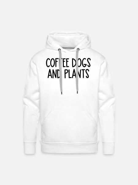 coffee dogs and plants - Men's Premium Hoodie - white