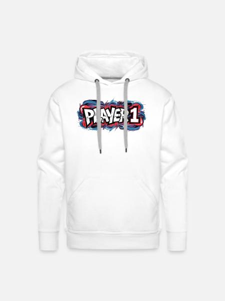 PLAYER 1 1 2x - Men's Premium Hoodie - white