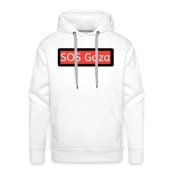 SOS Gaza - Men's Premium Hoodie - white - Front - Liam (192cm)