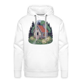 Whimsical Cottage Under Moonlight - Men's Premium Hoodie - white - Front - Liam (192cm)