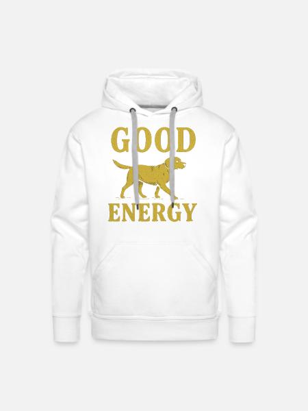 Good Energy Dog Illustration - Men's Premium Hoodie - white