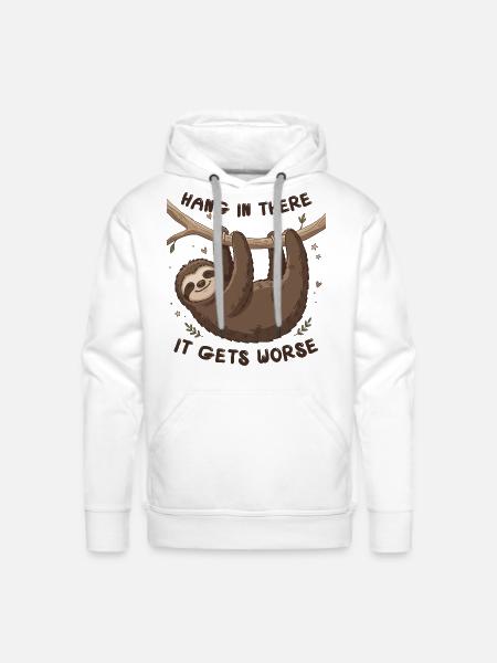 Hang In There Sloth - Men's Premium Hoodie - white