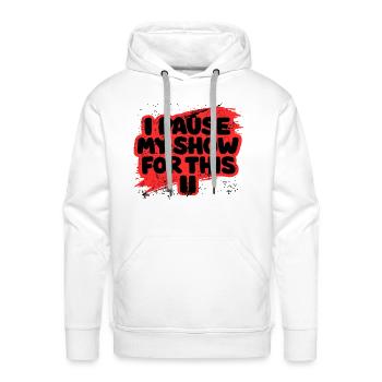 Pause My Show Splash Tee - Men's Premium Hoodie - white - Front - Liam (192cm)
