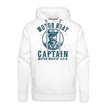 Motor Boat Captain Funny Pontoon Boating Lake - Men's Premium Hoodie - white - Front - Liam (192cm)