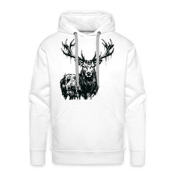 Stag Antlers Head - Men's Premium Hoodie - white - Front - Liam (192cm)