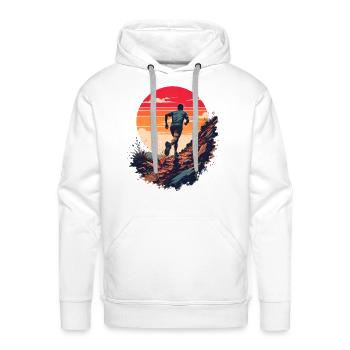Trail Running Sunset Mountain Runner Graphic Art - Men's Premium Hoodie - white - Front - Liam (192cm)