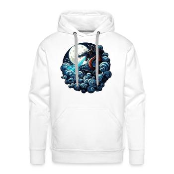 Mystical Dragon Breathing Water Under Moonlight - Men's Premium Hoodie - white - Front - Liam (192cm)