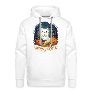 Spooky Cute Ghost Cat Halloween - Men's Premium Hoodie - white - Front - Liam (192cm)