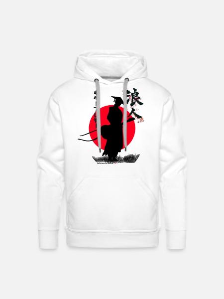 Ronin Guitar Player - Men's Premium Hoodie - white