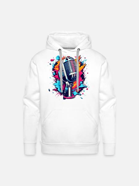 Colourful Microphone Splash - Men's Premium Hoodie - white