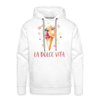 La Dolce Vita Ice Cream Summer Vibes Watercolor  - Men's Premium Hoodie - white - Front - Liam (192cm)