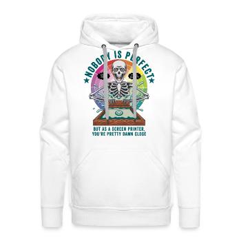 Screen Printer Noboday is Perfect - Men's Premium Hoodie - white - Front - Liam (192cm)