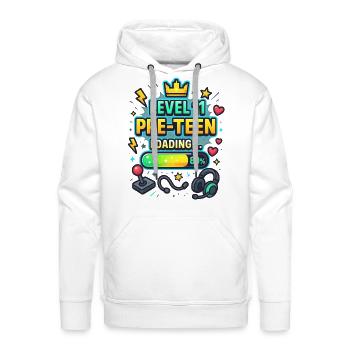 Niveau 11 : Pré-ados : Gaming - 11e anniversaire - Molleton à capuche Premium pour homme - blanc - Devant - Liam (192cm)