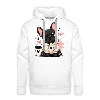Cozy Hoodie Pup Hearts - Men's Premium Hoodie - white - Front - Liam (192cm)