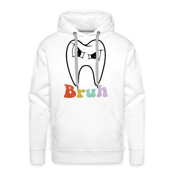 Drôle Meme disant Bruh avec des dents Salutations Ados - Molleton à capuche Premium pour homme - blanc - Devant - Liam (192cm)