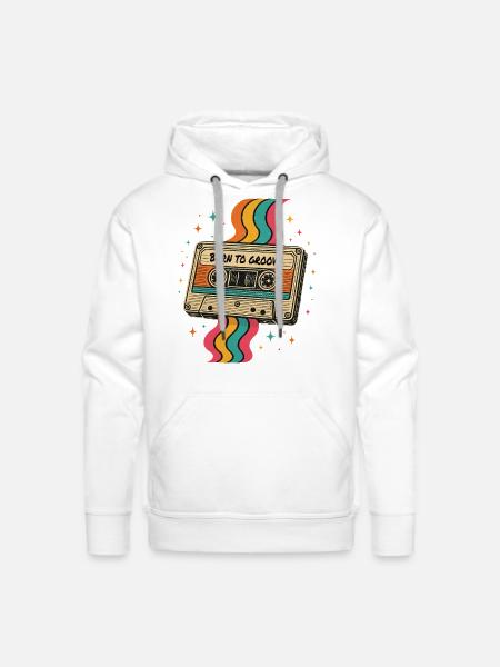 Vintage Boho Cassette Tape Design - Men's Premium Hoodie - white