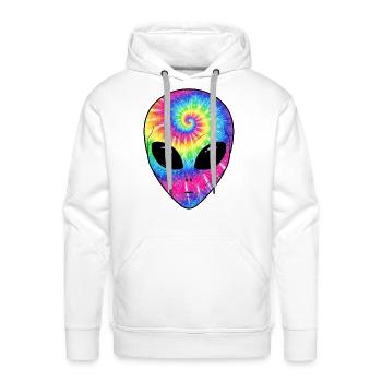 Psychedelic Alien TieDye Face - Men's Premium Hoodie - white - Front - Liam (192cm)