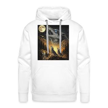 Moon Moonlight Howl Wolves Night - Men's Premium Hoodie - white - Front - Liam (192cm)