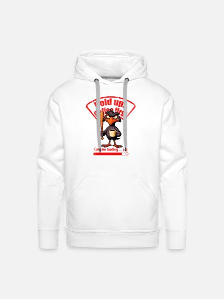 Caffeinated Crow Loading Graphic - Men's Premium Hoodie - white