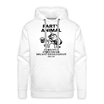 Party Animal Espanola Oldtimers Hockey Tournament - Men's Premium Hoodie - white - Front - Liam (192cm)