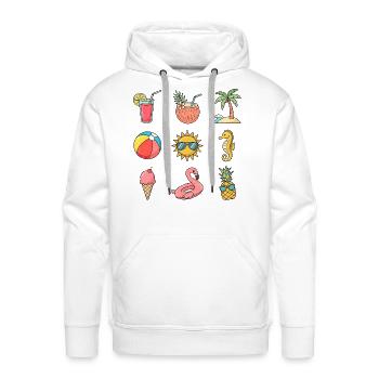 Retro Summer Beach Tropical Vacation T-Shirt - Men's Premium Hoodie - white - Front - Liam (192cm)