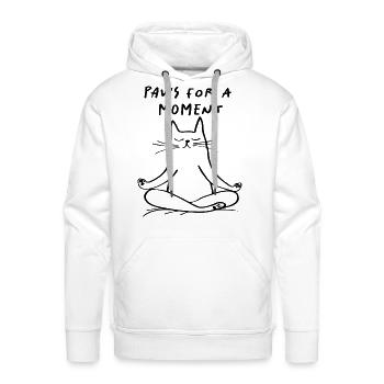 Paws For A Moment Funny Meditating Cat Yoga - Men's Premium Hoodie - white - Front - Liam (192cm)