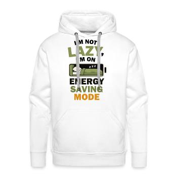 Funny Lazy Battery Mode Sarcastic Nap Lover Shirt - Men's Premium Hoodie - white - Front - Liam (192cm)