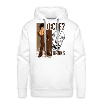 Decaf? No Thanks Funny Coffee Lover Monkey T-Shirt - Men's Premium Hoodie - white - Front - Liam (192cm)