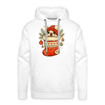 Cute Frenchie Christmas Stocking Dog Lover Shirt - Men's Premium Hoodie - white - Front - Liam (192cm)