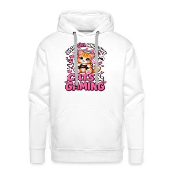 Just A Girl Who Loves Cats & Gaming - Men's Premium Hoodie - white - Front - Liam (192cm)