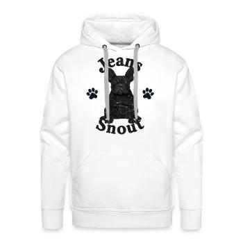 Black French Bulldog Denim Patch Art - Men's Premium Hoodie - white - Front - Liam (192cm)