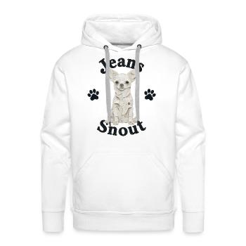 White Smooth Chihuahua Denim Patch Art - Men's Premium Hoodie - white - Front - Liam (192cm)