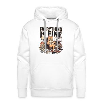 Everything Is Fine Cat Amid Chaos - Men's Premium Hoodie - white - Front - Liam (192cm)