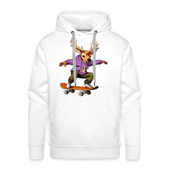 Deer Skateboarder / Skating Stag - Men's Premium Hoodie - white - Front - Liam (192cm)