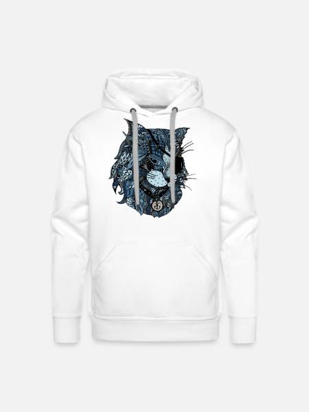 blue cat - Men's Premium Hoodie - white