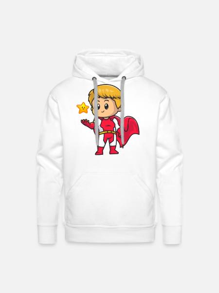 Cute Superhero With Cute Star Cartoon - Men's Premium Hoodie - white