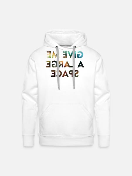 Cosmic Galaxy Mirror Text - Men's Premium Hoodie - white