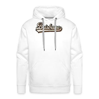 Brisbane Retro Script - Men's Premium Hoodie - white - Front - Liam (192cm)