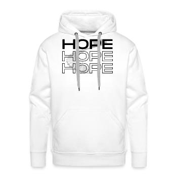 The word "hope" with circular staircase lines - Men's Premium Hoodie - white - Front - Liam (192cm)