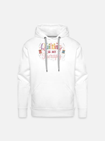 Quilting Therapy Inspirational Design - Men's Premium Hoodie - white