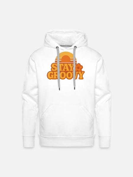 Retro Sunset Stay Groovy Graphic - Men's Premium Hoodie - white