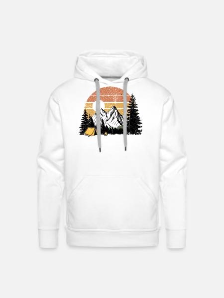 Sunset Camp Silhouette - Men's Premium Hoodie - white