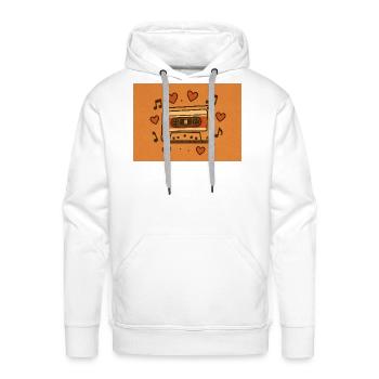 Retro Cassette Hearts Illustration - Men's Premium Hoodie - white - Front - Liam (192cm)
