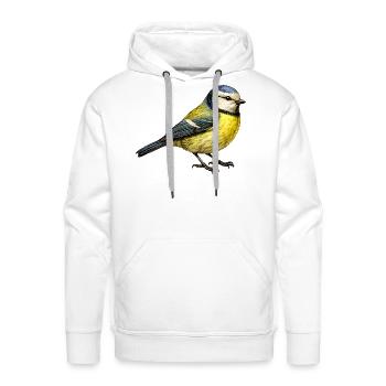 Blue Tit Illustration – Small Bird Nature Motif - Men's Premium Hoodie - white - Front - Liam (192cm)