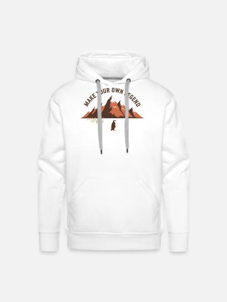 Make Your Own Legend Mountains– Penguin - Men's Premium Hoodie - white