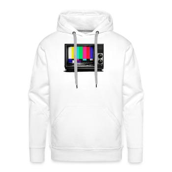 Retro Tech Icons Minimal Graphic - Men's Premium Hoodie - white - Front - Liam (192cm)