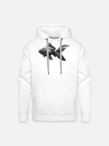 Monochrome Koi Flow - Men's Premium Hoodie - white